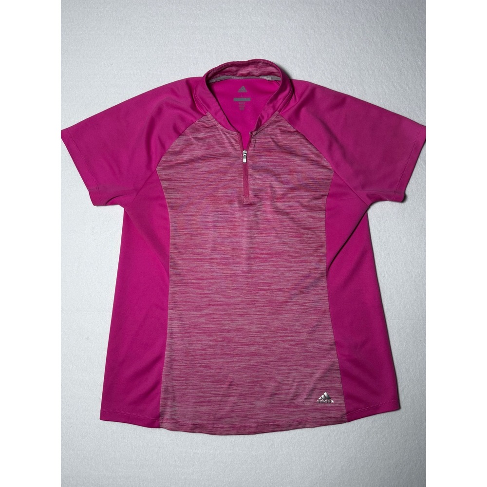 Adidas Golf Womens Large Pink Short Sleeve 1/4‎ Zip Top